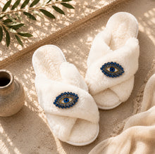 Load image into Gallery viewer, Blue Eye Slippers

