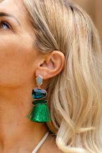 Load image into Gallery viewer, Green Tassel Earrings
