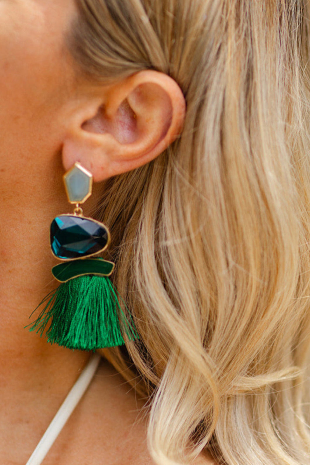 Green Tassel Earrings
