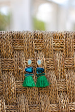 Load image into Gallery viewer, Green Tassel Earrings

