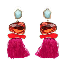 Load image into Gallery viewer, Pink Tassel Earrings

