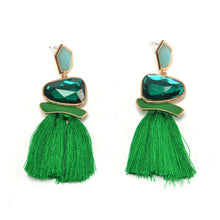 Load image into Gallery viewer, Green Tassel Earrings
