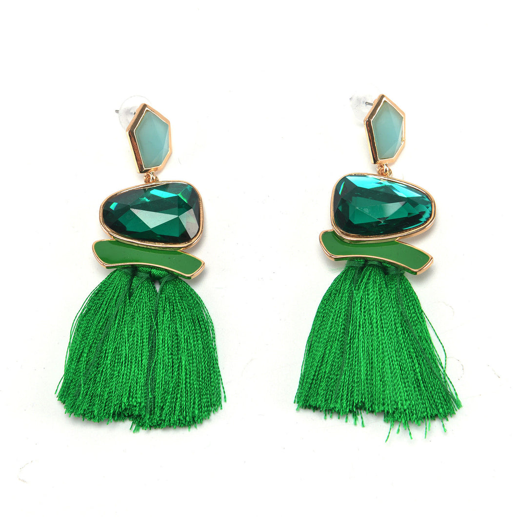 Green Tassel Earrings